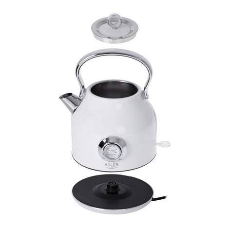 Adler | Kettle with a Thermomete | AD 1346w | Electric | 2200 W | 1.7 L | Stainless steel | 360° rotational base | White - 6